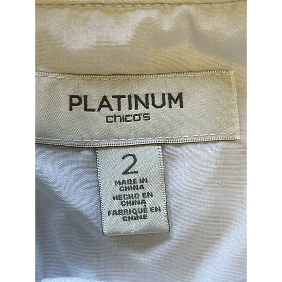 Chico's Platinum Optic White Sequin Frayed Fringe Sleeveless Denim Vest Size 2‎ - Picture 3 of 12